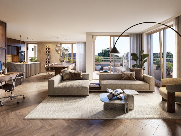 Elzenkwartier Deurne • Interieurimpressie woonkamer penthouse